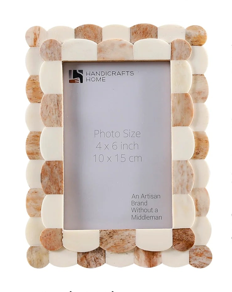 Scalloped Bone Inlay Handmade Picture Frame