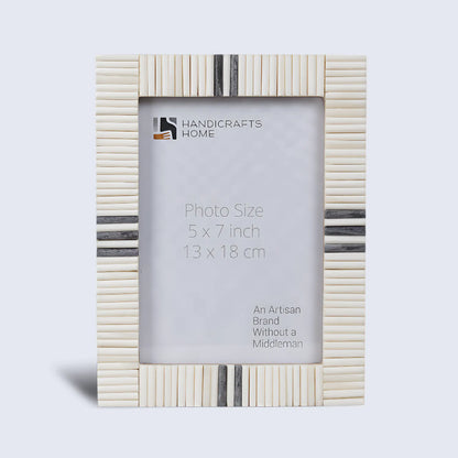 Handmade Bone Inlay Gray and White Frame