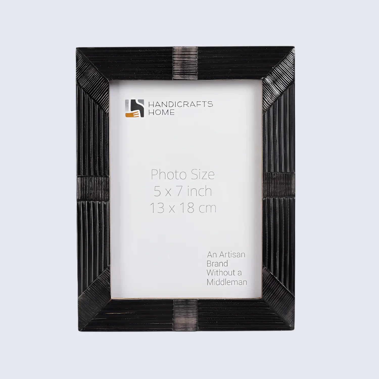 Handcrafted Shagrin Horn Inlay Picture Frame in Black
