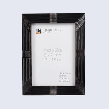 Handcrafted Shagrin Horn Inlay Picture Frame in Black