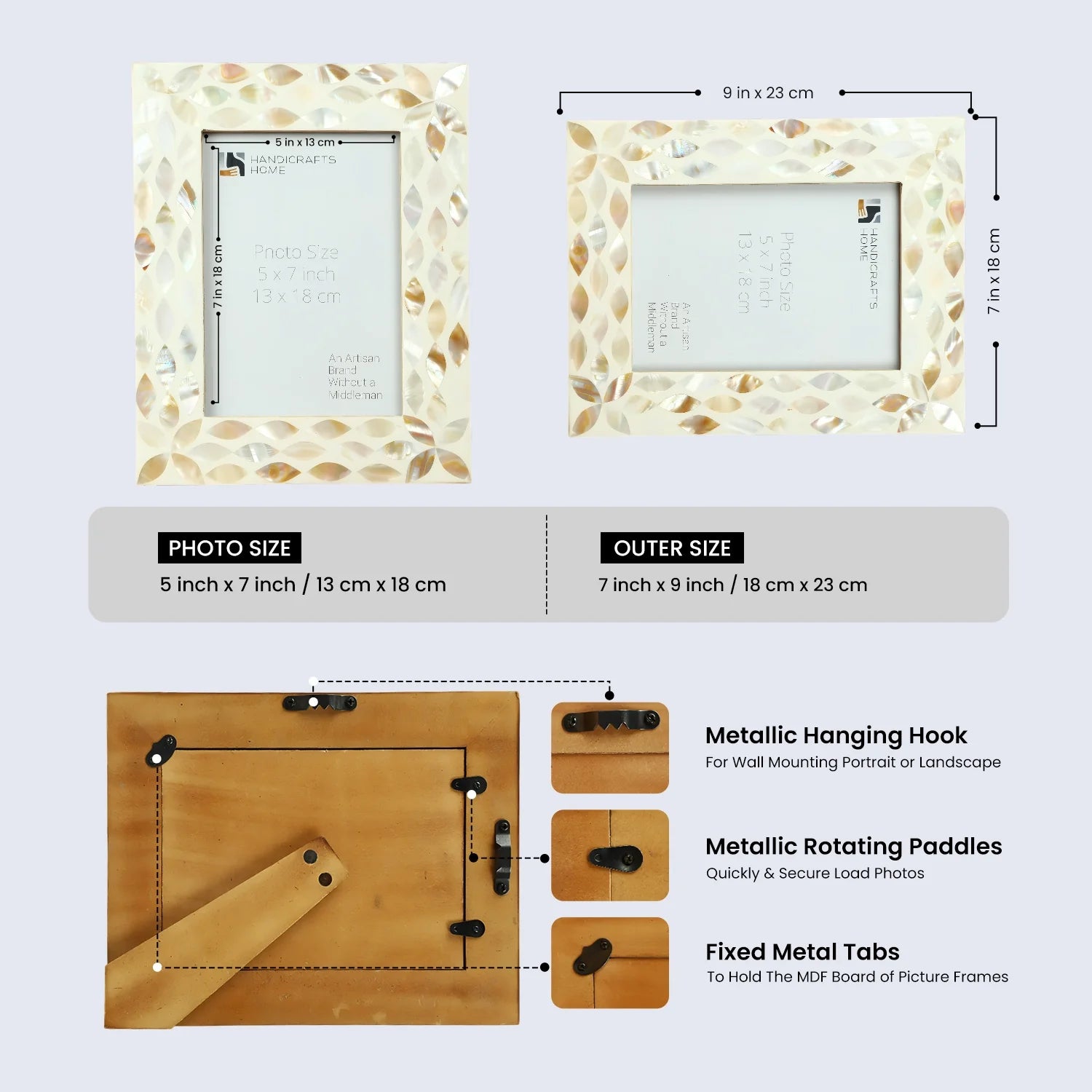 Mother Of Pearl Resin Inlay Floral Design Picture Frame