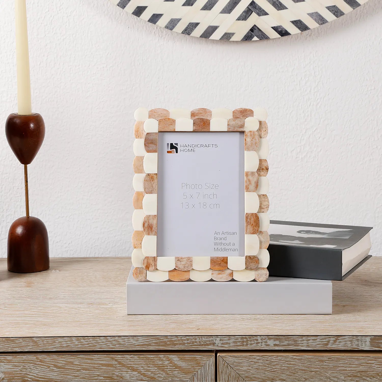 Scalloped Bone Inlay Handmade Picture Frame