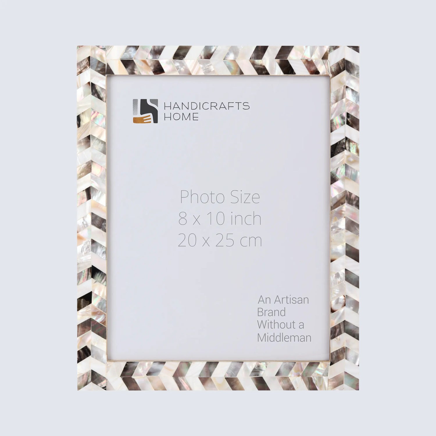 Handmade Mother of Pearl Inlay Picture Frame in Chevron Pattern