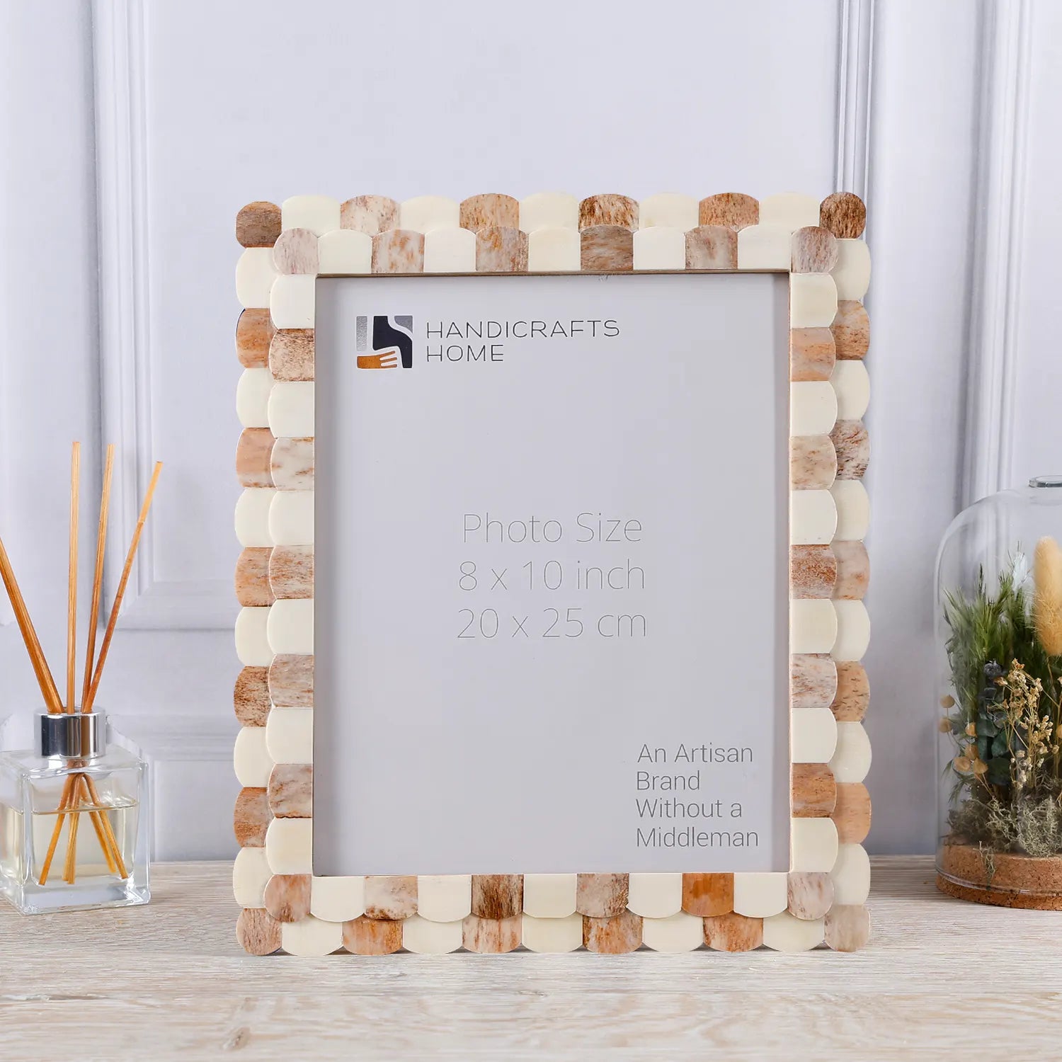 Scalloped Bone Inlay Handmade Picture Frame
