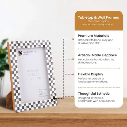 Checkered Pattern Bone Inlay Picture Frame