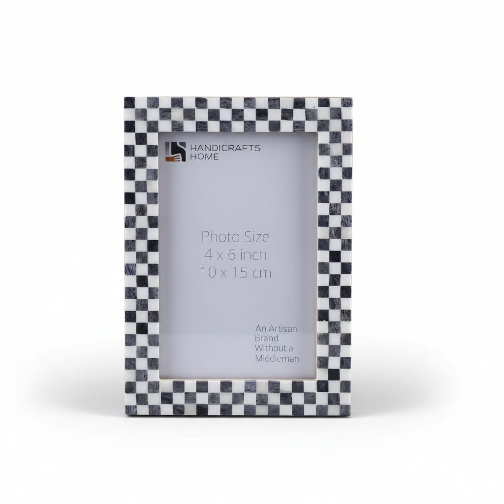 Checkered Pattern Bone Inlay Picture Frame