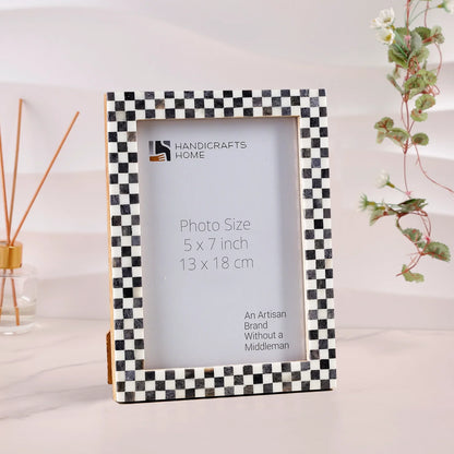Checkered Pattern Bone Inlay Picture Frame