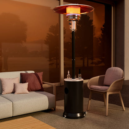 Propane Patio Heater with Table Design &amp; Wheels - 3 Colors