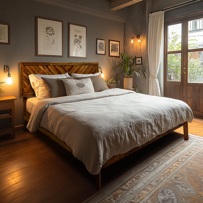Acacia Sierra Deluxe Solid Wood Bed Frame - in Ebony, Walnut, or Early American