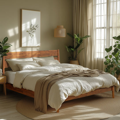 Acacia Callisto Solid Wood Bedframe in Black Ristretto or Walnut Finish