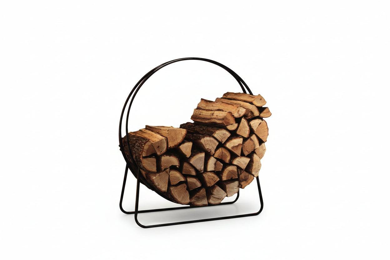 Round Circular 40-inch Steel Hoop Firewood Log Storage Rack