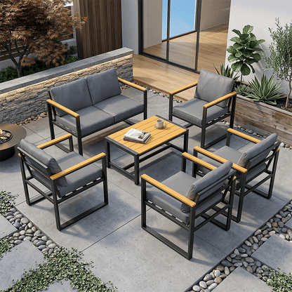 Metal Patio Conversation Sets with Cushions and Coffee Table