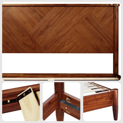 Panthera Acacia Platform Bed Frame With Headboard - Caramel, Walnut