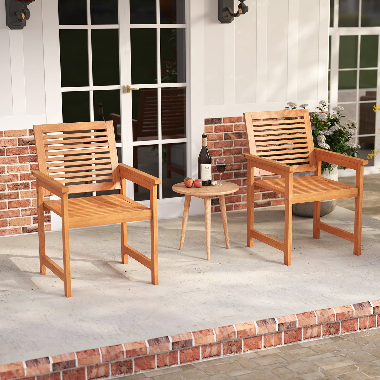 Set of 2 Wooden Patio Chairs