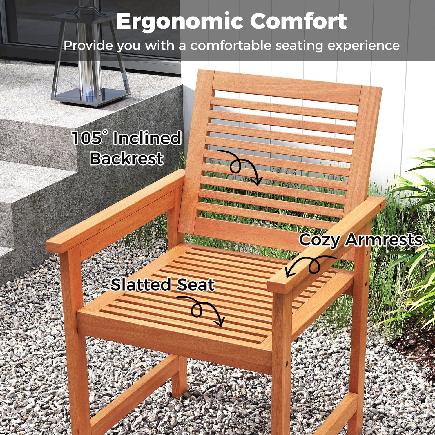 Set of 2 Wooden Patio Chairs