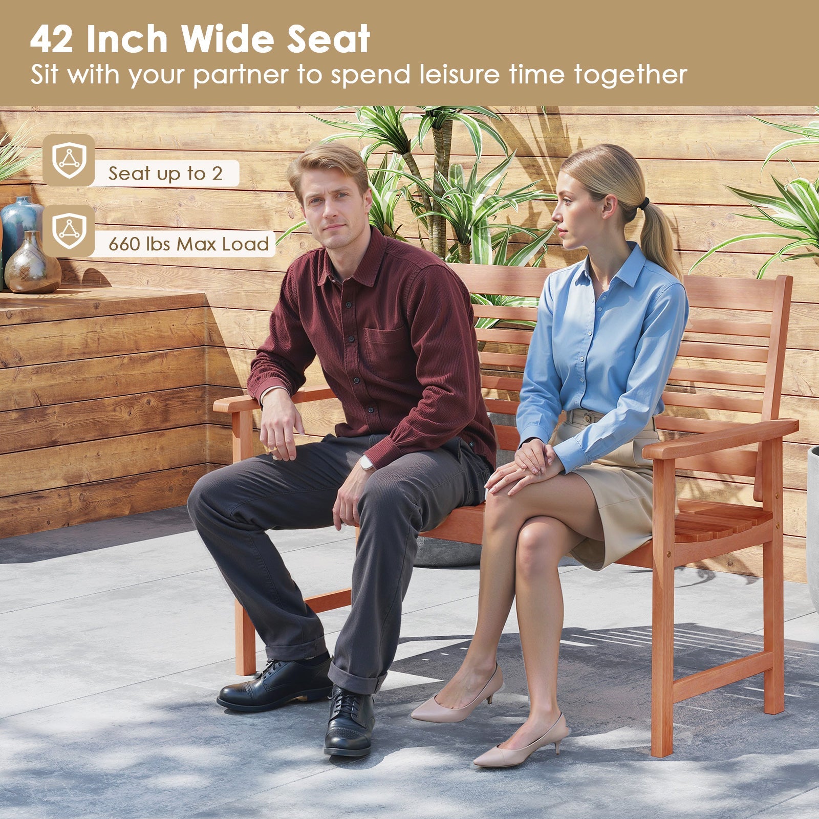 Solid Wood Outdoor Bench