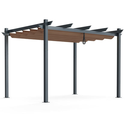 10 x 12 Feet Outdoor Pergola with Retractable Canopy - 3 Colors