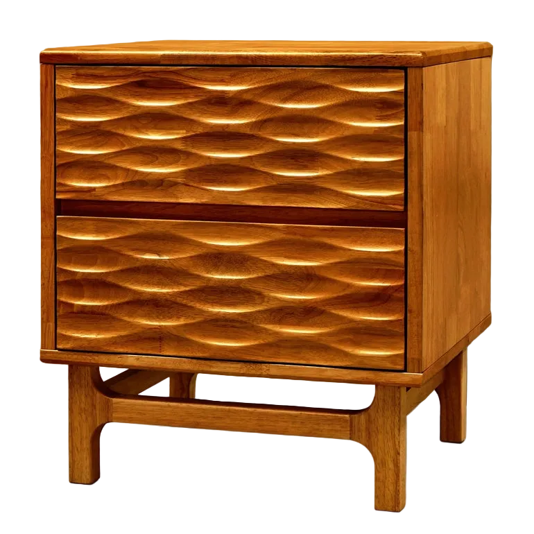 Elara Acacia Nightstand with 2 Drawers - Walnut, Caramel, Oak