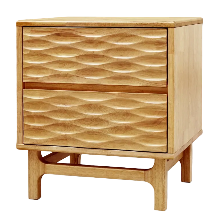 Elara Acacia Nightstand with 2 Drawers - Walnut, Caramel, Oak