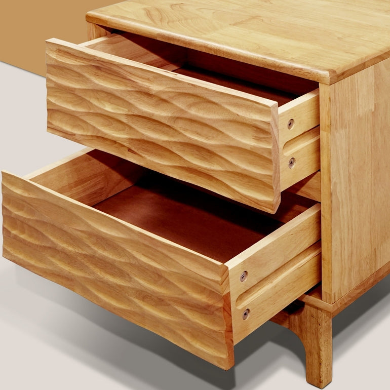 Elara Acacia Nightstand with 2 Drawers - Walnut, Caramel, Oak