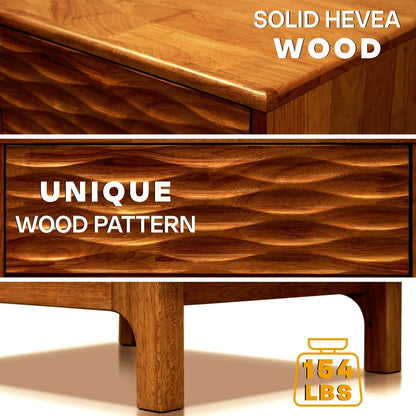 Elara Acacia Nightstand with 2 Drawers - Walnut, Caramel, Oak