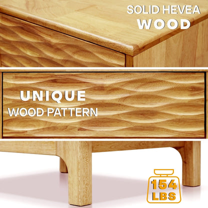 Elara Acacia Nightstand with 2 Drawers - Walnut, Caramel, Oak