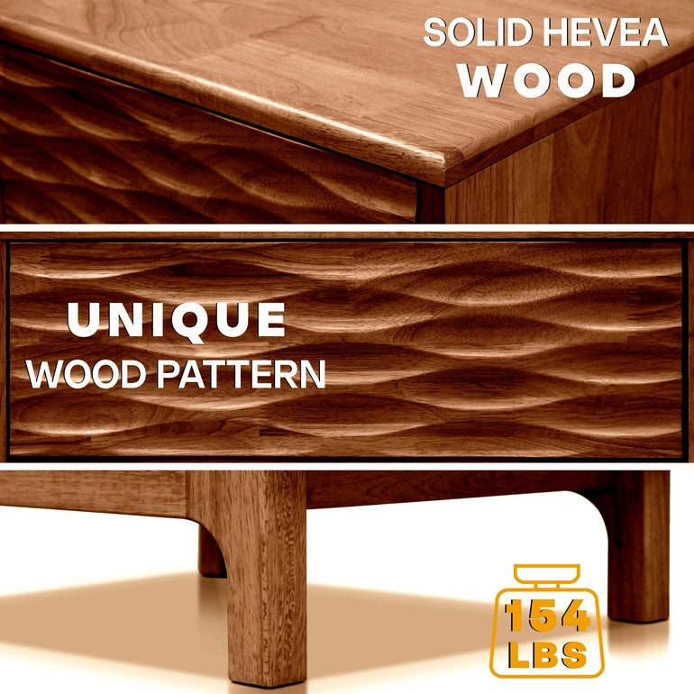 Elara Acacia Nightstand with 2 Drawers - Walnut, Caramel, Oak