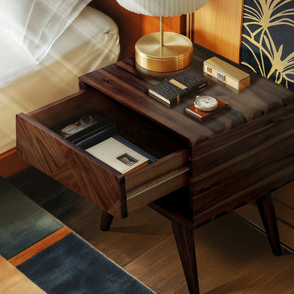 Laden Acacia Nightstand with Drawer - Caramel or Walnut