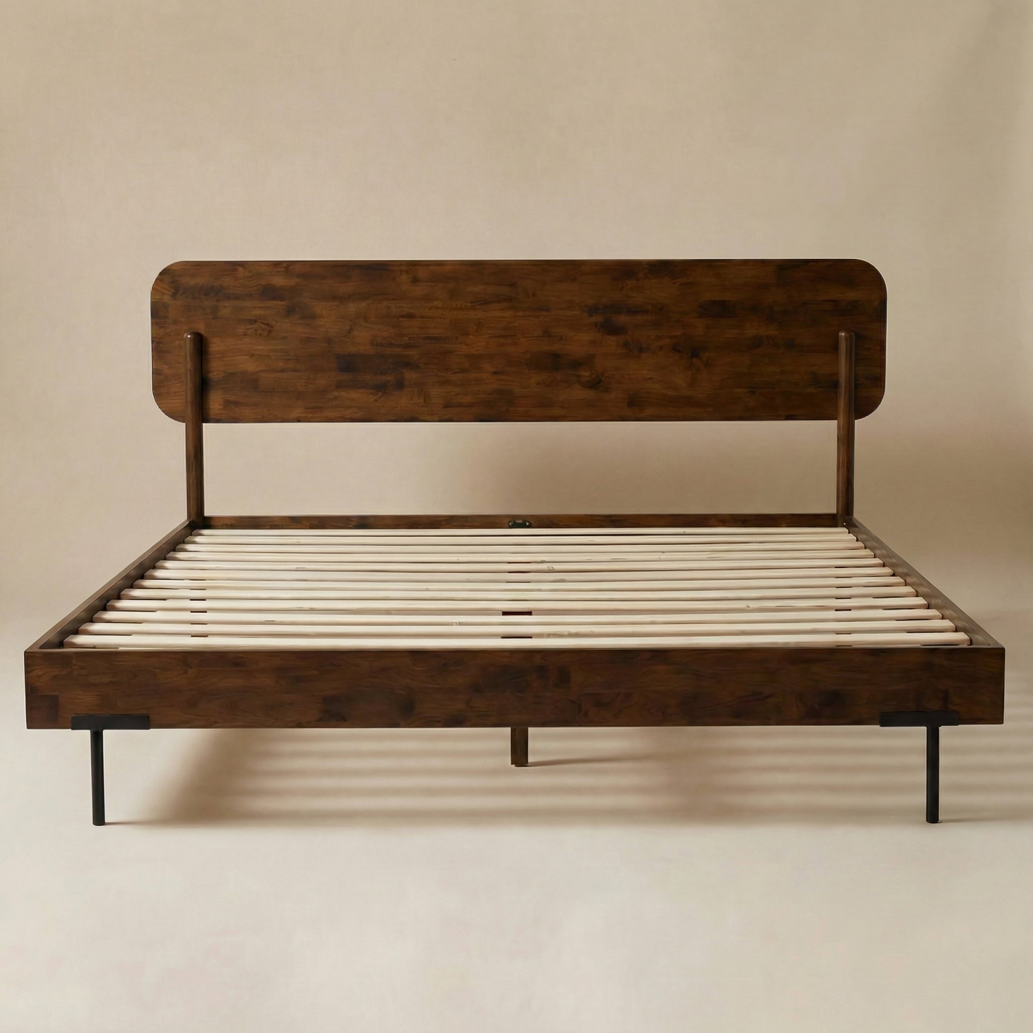 Frida Solid Wood Bed Frame in Caramel or Walnut