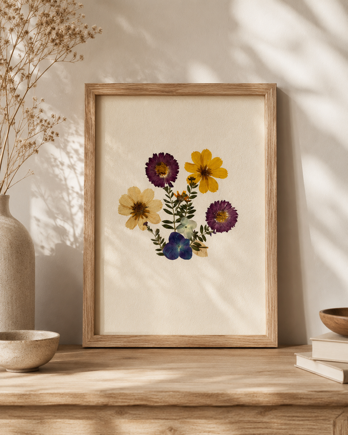 Hand-Pressed Flowers Wall Art - 8x10