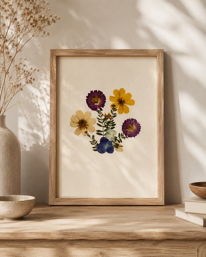 Hand-Pressed Flowers Wall Art - 8x10