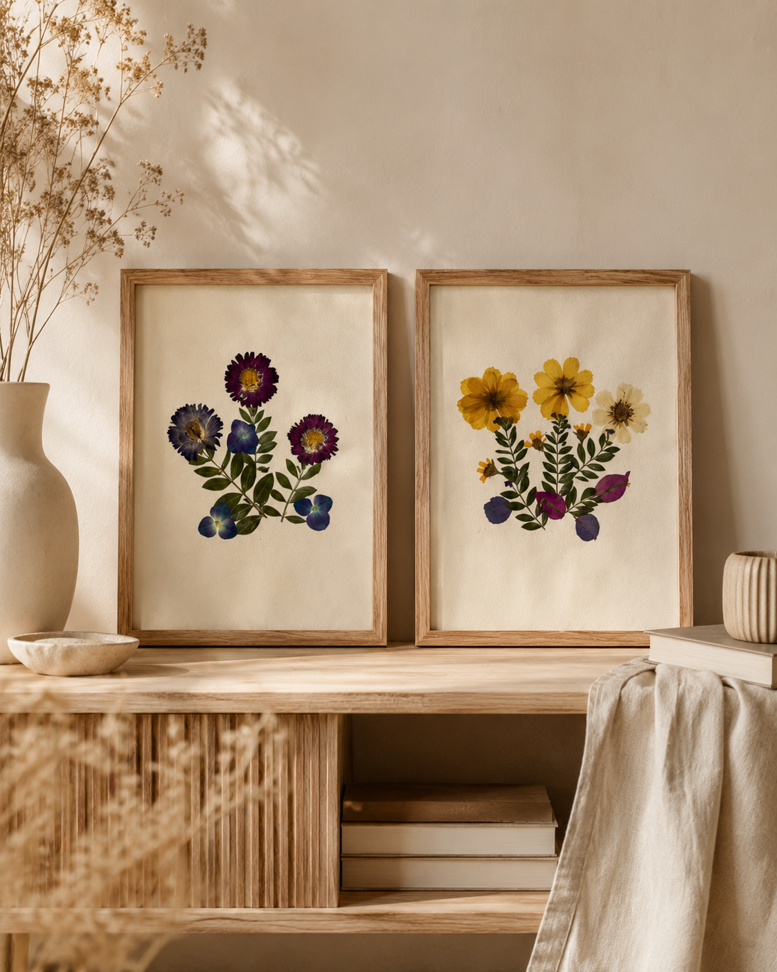 Hand-Pressed Flowers Wall Art - 8x10