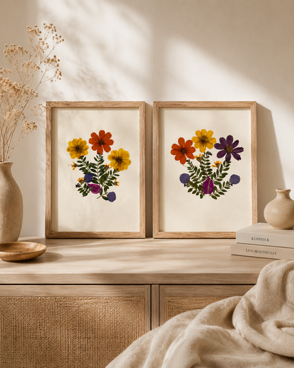 Hand-Pressed Flowers Wall Art - 8x10