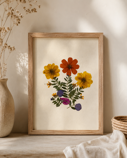 Hand-Pressed Flowers Wall Art - 8x10