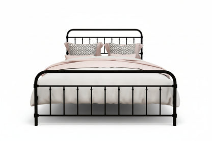 Classic Farmhouse Black Metal Bed Frame - Queen
