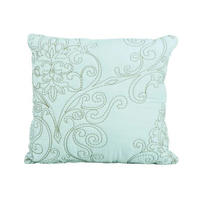 Light Blue Damask Embroidered 4 Piece Oversized Bedspread Set - Queen
