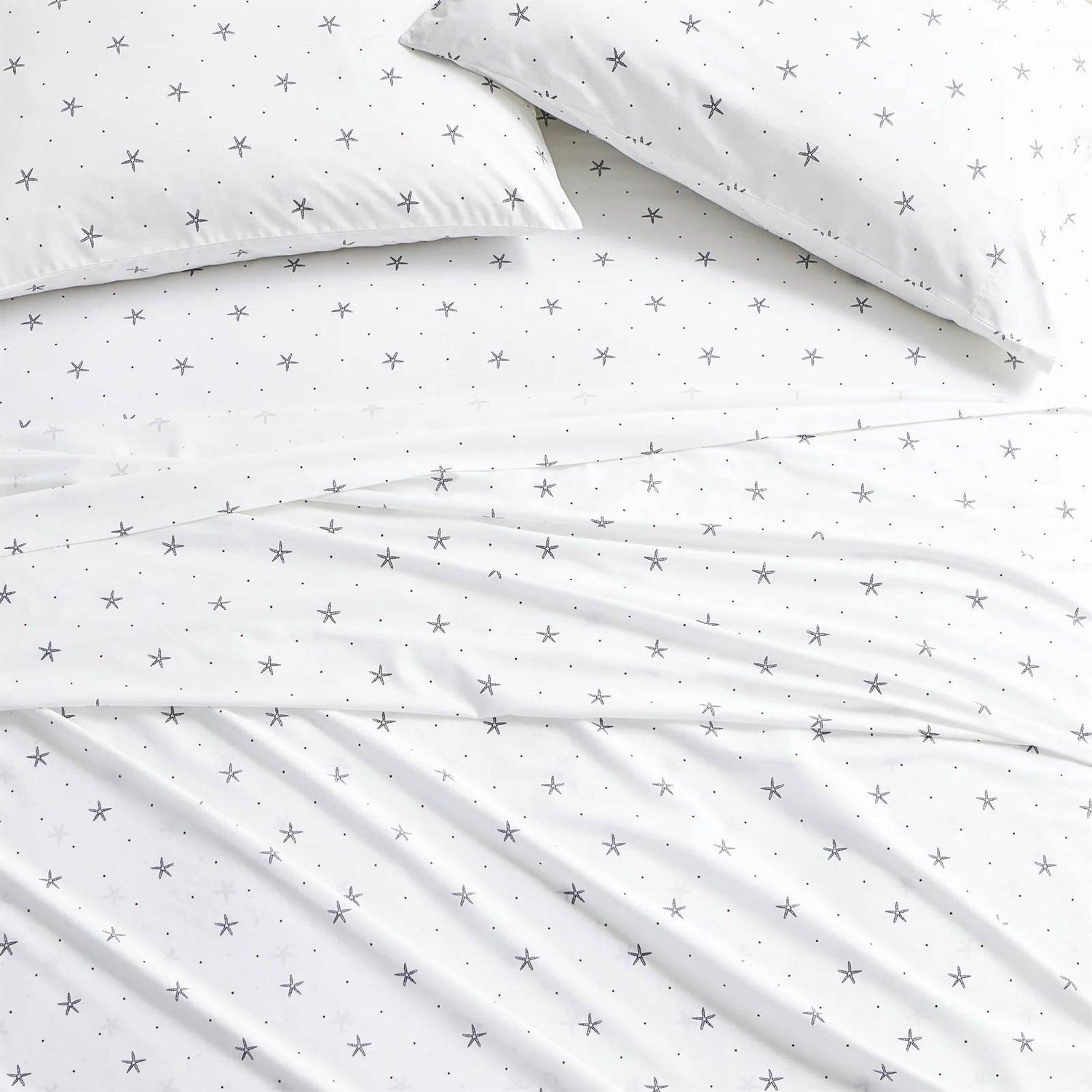 Queen Size Coastal Beach Starfish 100% Cotton Sheet Set - Navy/White/Red