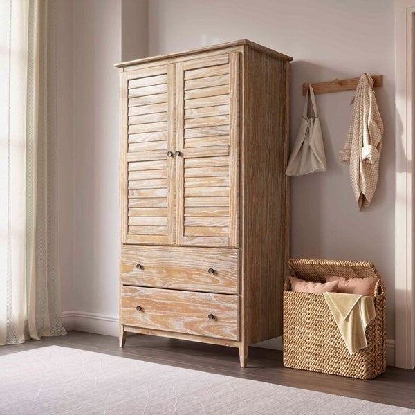 Solid Pine Armoire in Distressed Driftwood