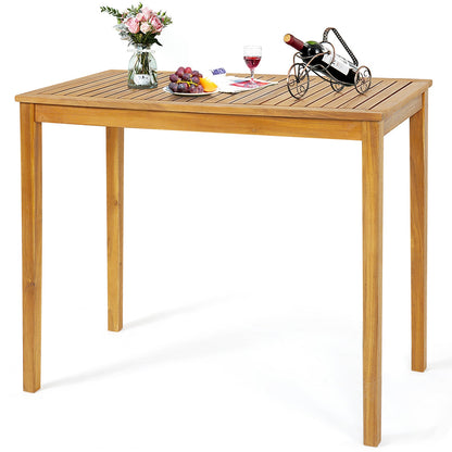 Outdoor/Indoor Bar Height Acacia Wood Table