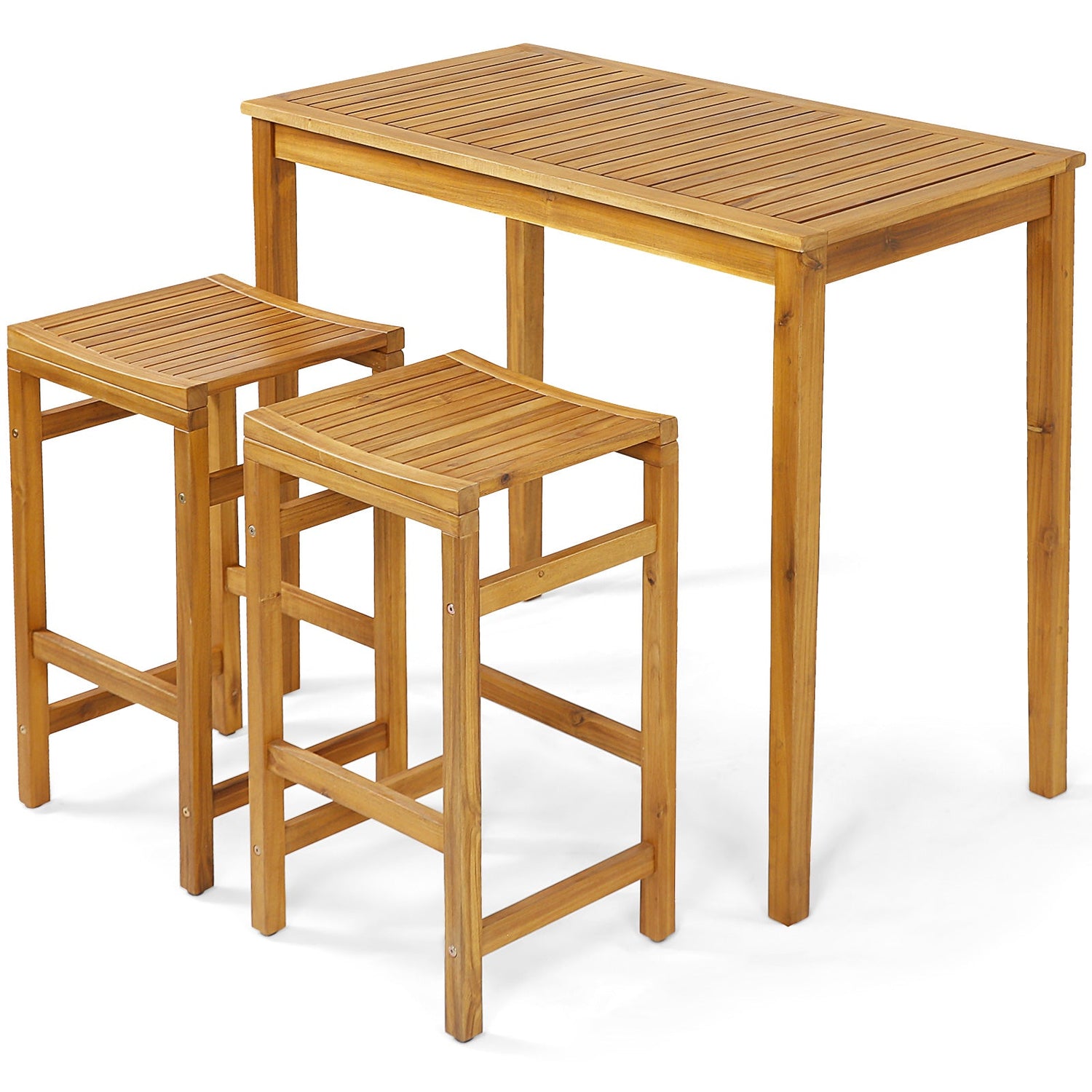 Outdoor/Indoor Bar Height Acacia Wood Table
