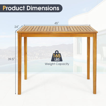Outdoor/Indoor Bar Height Acacia Wood Table