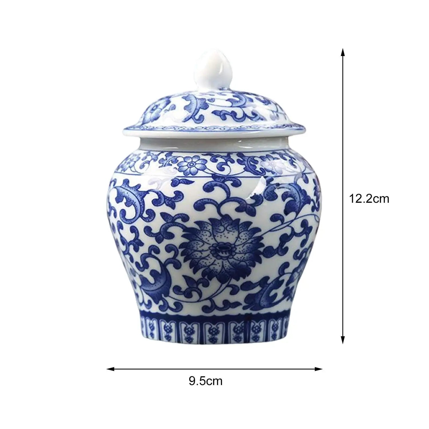 Chinoiserie Blue &amp; White Porcelain Ginger Jar