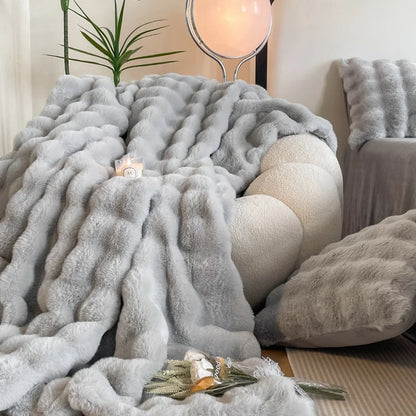Faux Rabbit Fur Plush Blanket