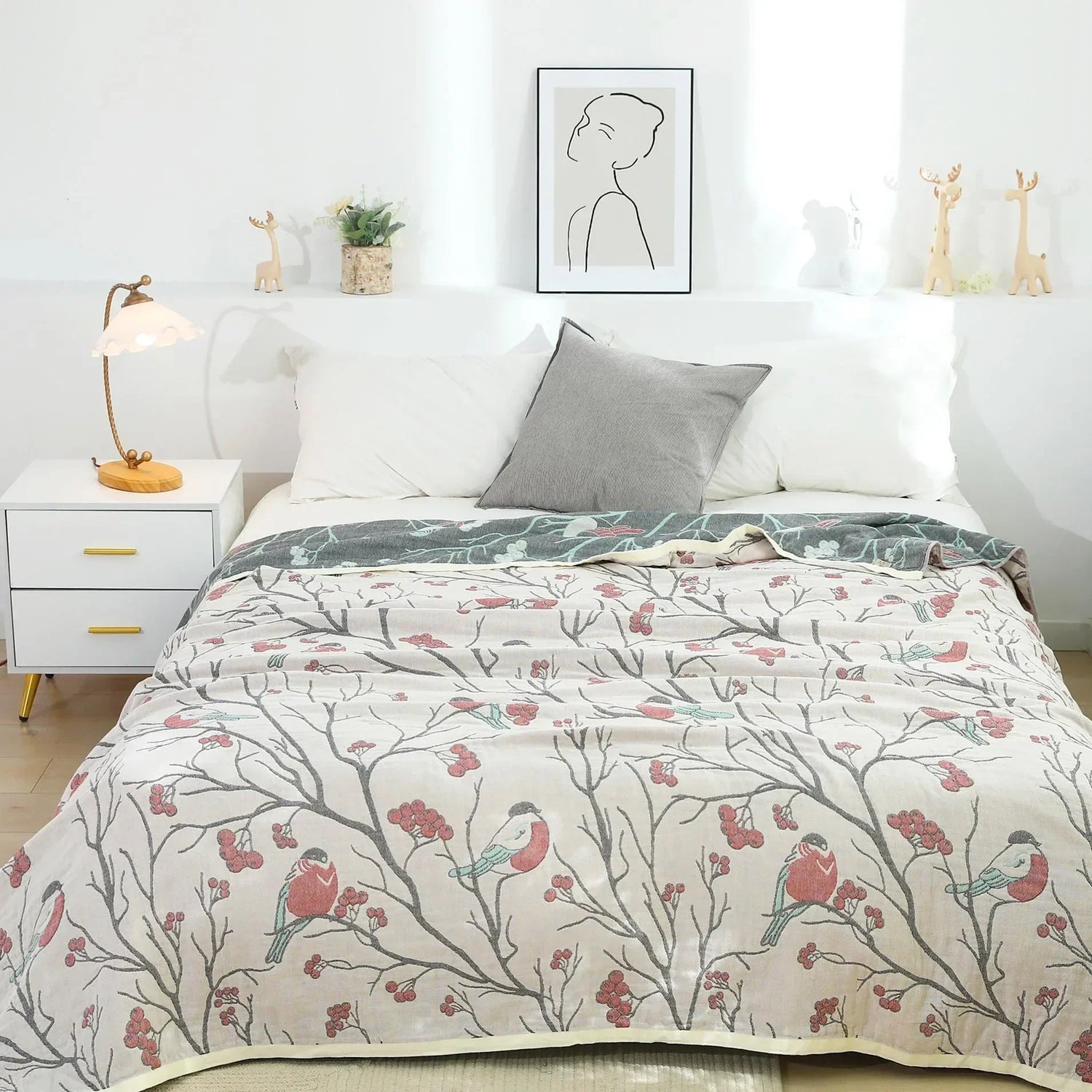 100% Cotton Gauze Reversible Blanket - 4 colors