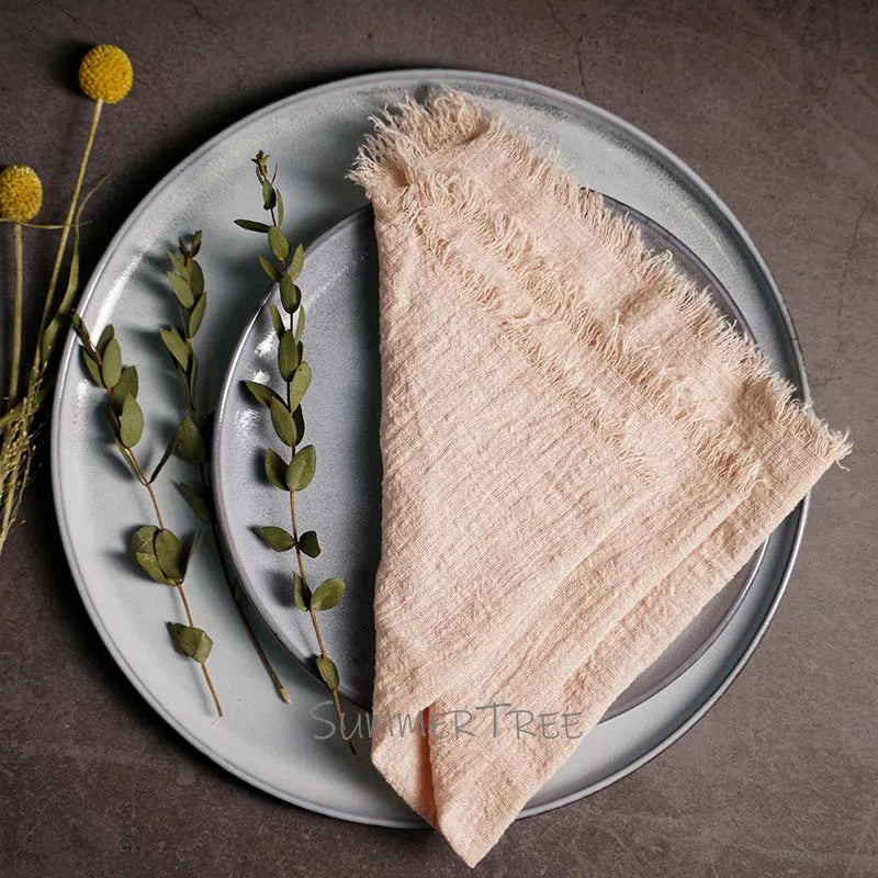 Large Rustic Cotton Gauze  Napkins - 10 Pc - Multiple Colors