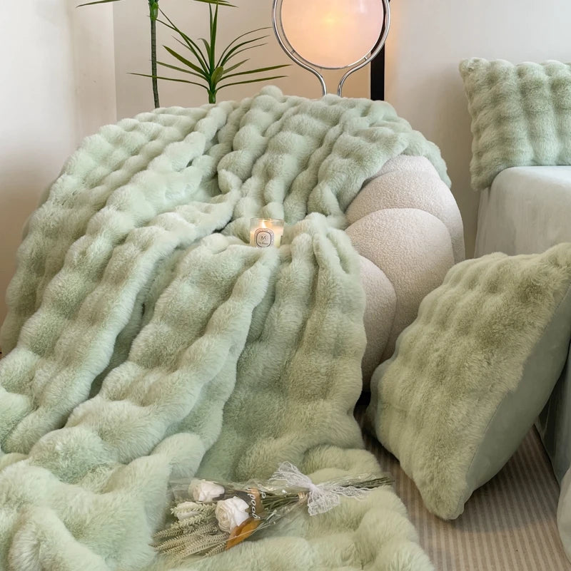 Faux Rabbit Fur Plush Blanket