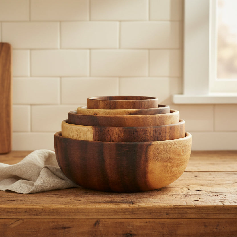 Acacia Wood Serving Bowls - Multiple Sizes