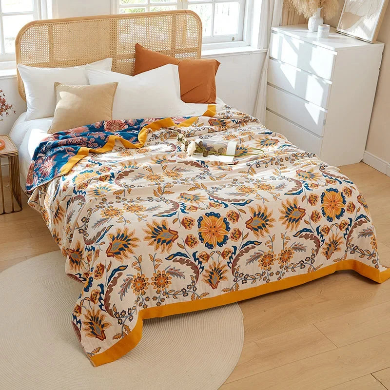 Boho Mandala Reversible Gauze Blankets - 100% Cotton - Multiple Colors