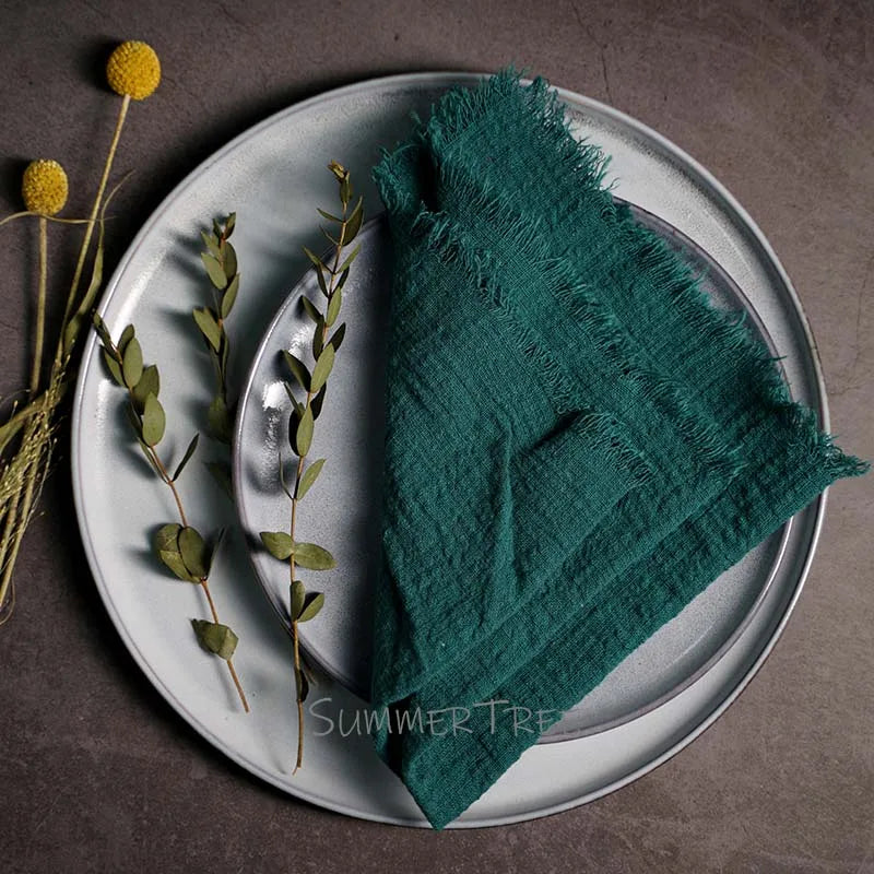 Large Rustic Cotton Gauze  Napkins - 10 Pc - Multiple Colors