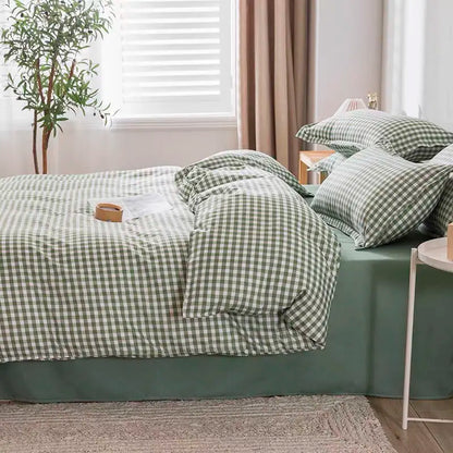 Gingham Duvet Sets - Green/Beige/Red/Grey